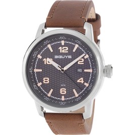 3GUYS Mens Brown Leather Strap 3G14757
