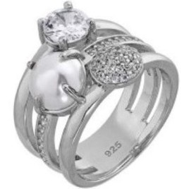 Prince Silvero Γυναικείο Δαχτυλίδι από Ασήμι 925 Επιπλατινωμένο νούμερο 56 1TA-RG015-1