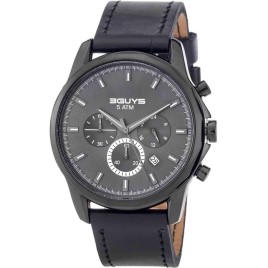 3GUYS Chronograph Black Leather Strap 3G23002