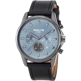 3GUYS Chronograph Black Leather Strap