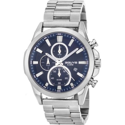 3GUYS Chronograph Silver Stainless Steel Bracelet 3G43024