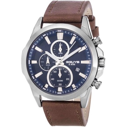 3GUYS Chronograph Brown Leather Strap 3G43034