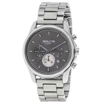 3GUYS Chronograph Silver Stainless Steel Bracelet 3G23025