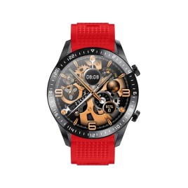 DAS4 smartwatch SL13, μαύρη κάσα και κόκκινο χρώμα λουράκι σιλικόνης