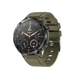 DAS4 smartwatch ST30, μαύρη κάσα και χακί λουράκι σιλικόνης