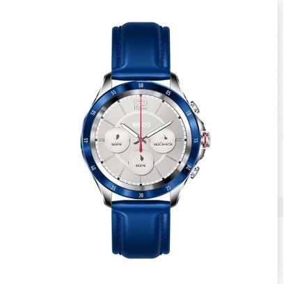 DAS4 smartwatch SQ22, ασημί κάσα, μπλε στεφάνη ταχυμέτρου και μπλε δερμάτινο λουράκι