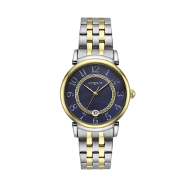 VOGUE CYNTHIA ρολόι, καντράν με yale μπλε φίλντισι & δίχρωμο ασημί- κίτρινο χρυσό επιμετάλλωση 18Κ μπρασελέ