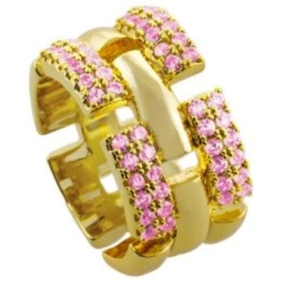Δαχτυλίδι Loisir Emily μεταλλικό επίχρυσο με ροζ ζιργκόν 04L15-00560