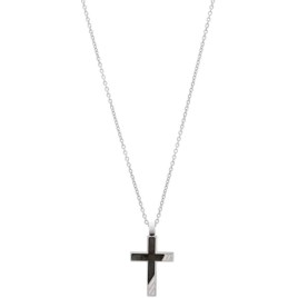 Κολιέ σταυρός από ανοξείδωτο ατσάλι σε μαύρο χρώμα 21D-KD006SB
