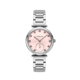 Alice γυναικείο ρολόι, με ασημί ατσάλινο μπρασελέ και ιριδίζον, απαλό ροζ φιλντισένιο καντράν, Vogue