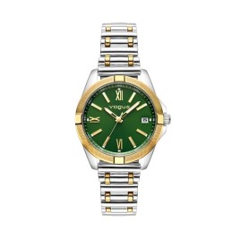 Vogue Liz γυναικείο ρολόι, με δίχρωμο  μπρασελέ επιμετάλλωσης 18Κ και σκούρο πράσινο καντράν, 2020613462