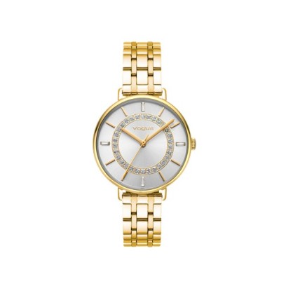 Vogue Κarine γυναικείο ρολόι, με χρυσό μπρασελέ επιμετάλλωσης 18Κ και ασημί καντράν, 2020613641