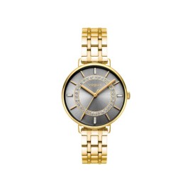 Vogue Κarine γυναικείο ρολόι, με χρυσό μπρασελέ επιμετάλλωσης 18Κ και σκούρο γκρι καντράν, 2020613642