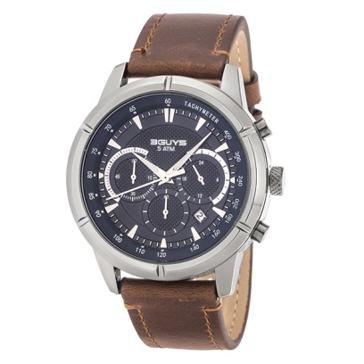 copy of 3GUYS Chronograph Brown Leather Strap  3G83003
