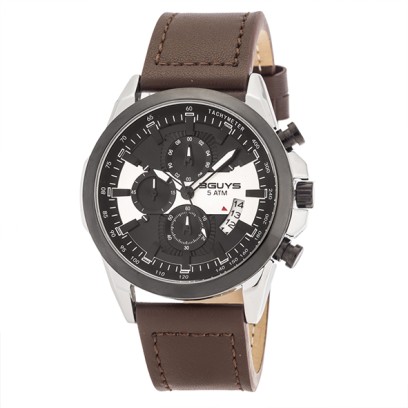 copy of 3GUYS Chronograph Brown Leather Strap  3G83003