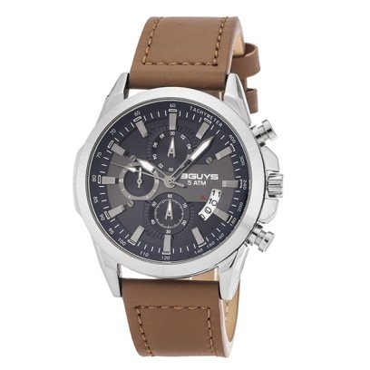 3GUYS Chronograph Brown Leather Strap 3G45004