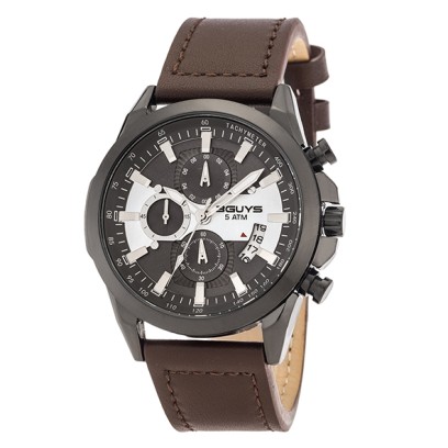 3GUYS Chronograph Brown Leather Strap 3G45006