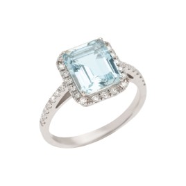 ΔΑΧΤΥΛΙΔΙ ΡΟΖΕΤΑ ΜΕ 2,44CT AQUA MARINA ΣΕ ΚΟΠΗ RADIANT ΚΑΙ 0,30CT ΔΙΑΜΑΝΤΙΑ ΣΕ ΛΕΥΚΟ ΧΡΥΣΟ Κ18