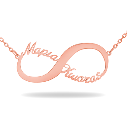 Personalized Sterling Silver Infinity Necklace With Names (Font 5)