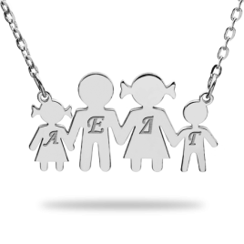 Family Necklace With Initials Engraved - Medium Size