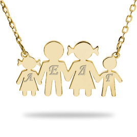 Family Necklace With Initials Engraved - Small Size