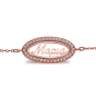 Name Bracelet In Oval Frame With Chain & Zirconia - Name