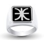 Custom Silver (White) Square-Top Signet Ring With Enamel