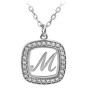 Square Frame Necklace With Initial And Zirconia