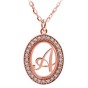 Oval Frame Necklace With Initial And Zirconia