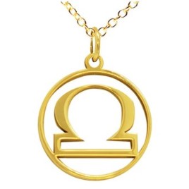 14K Solid Gold Zodiac Sign Necklace - Libra
