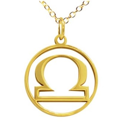 14K Solid Gold Zodiac Sign Necklace - Libra