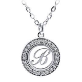 Round Frame Necklace With Initial And Zirconia