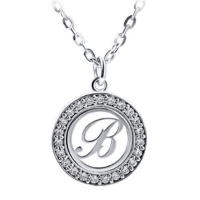 Round Frame Necklace With Initial And Zirconia