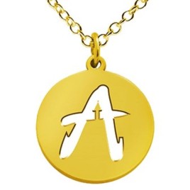 14K Solid Gold Pendant Pierced With Initial (Font 1)