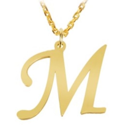 14K Solid Gold Necklace With Initial (Font 2) Small Size