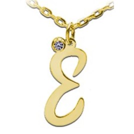 14K Solid Gold Diamond Necklace With Initial (Font 1) Small Size