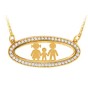 Oval Frame Family Necklace With Zirconia