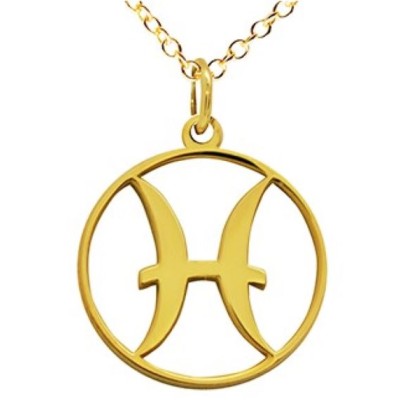 14K Solid Gold Zodiac Sign Necklace - Pisces