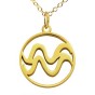 14K Solid Gold Zodiac Sign Necklace - Aquarius