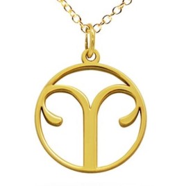 14K Solid Gold Zodiac Sign Necklace - Aries