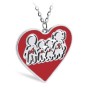 Carved Heart Shaped Family Necklace With Red Enamel (Font 5)