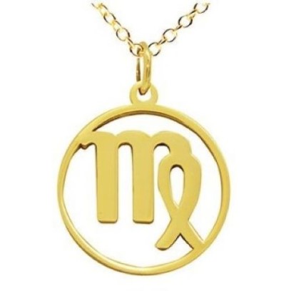 14K Solid Gold Zodiac Sign Necklace - Virgo