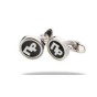 Personalized Round Cufflinks With Two (White) Initials (Font 4) And Enamel