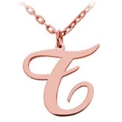 14K Solid Gold Necklace With Initial (Font 5) Medium Size