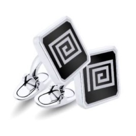 Personalized Square Cufflinks With (White) Symbol And Enamel