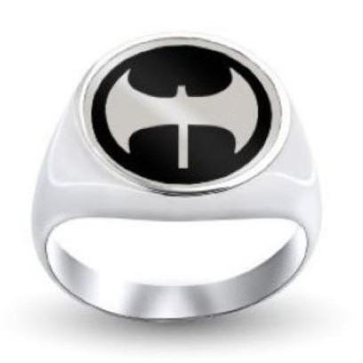 Customized Round-Top Ring With (White) Symbol And Enamel