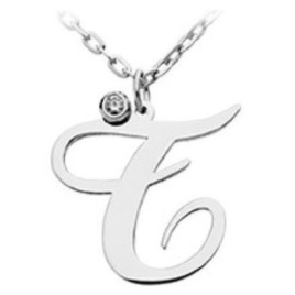 14K Solid Gold Diamond Necklace With Initial (Font 5) - Small Size