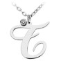 14K Solid Gold Diamond Necklace With Initial (Font 5) - Small Size