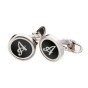 Personalized Round Cufflinks With White Initial And Enamel