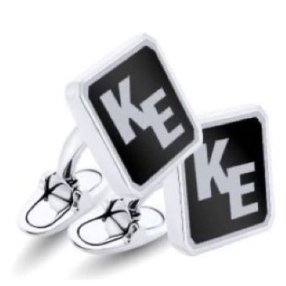 Personalized Square Cufflinks With Two Initials (Block Letter Style) And Enamel